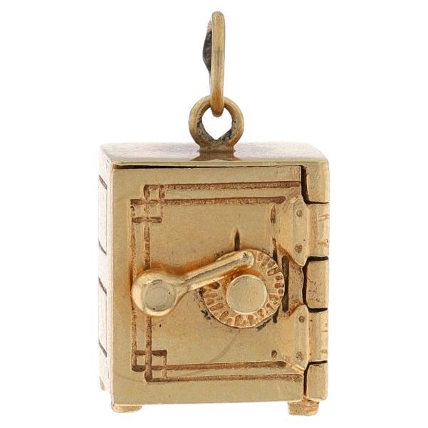Yellow Gold Freestanding Floor Safe Charm - 14k Security Valuables Opens For Sale
