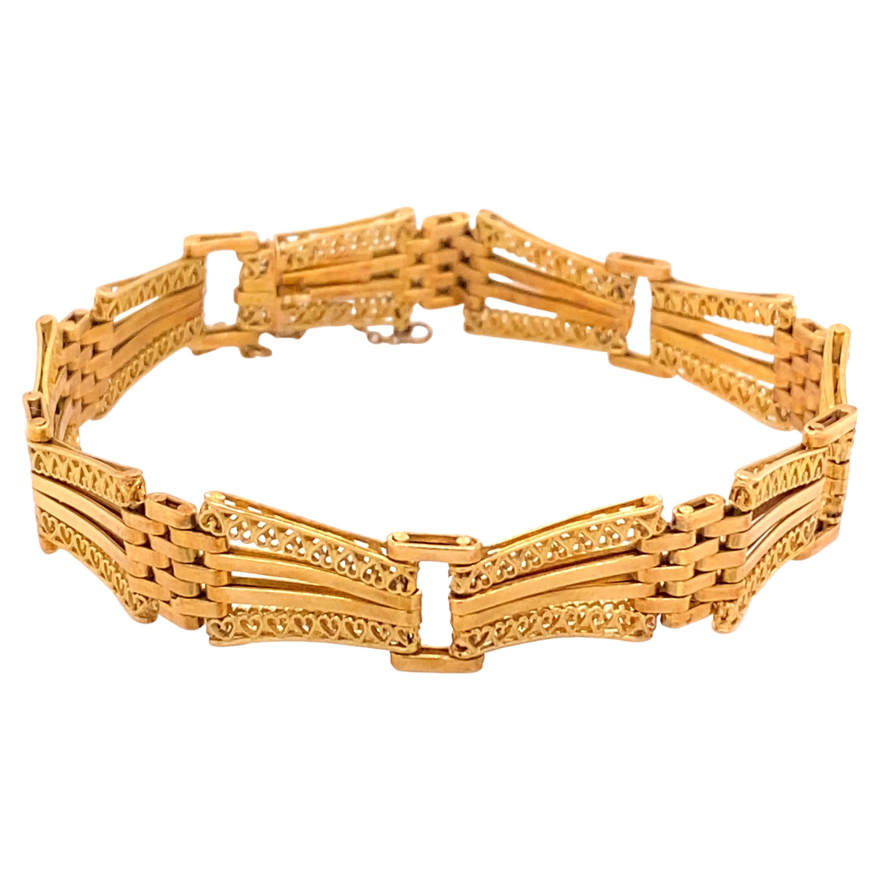 Poison Bracelet Antique Yellow Gold with Fine Engraving at 1stDibs