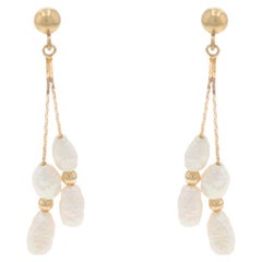Boucles d'oreilles pendantes en or jaune avec perles d'eau douce - 14k Pierce