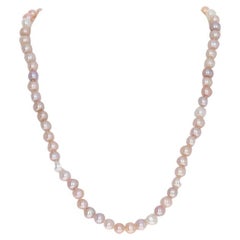 Yellow Gold Freshwater Pearl Knotted Strand Necklace 17 1/2" - 14k