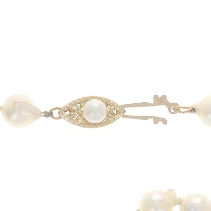 Women's Yellow Gold Freshwater Pearl Knotted Strand Necklace 24 3/4