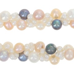 Yellow Gold Freshwater Pearl Necklace 14k Woven Knotted Strand