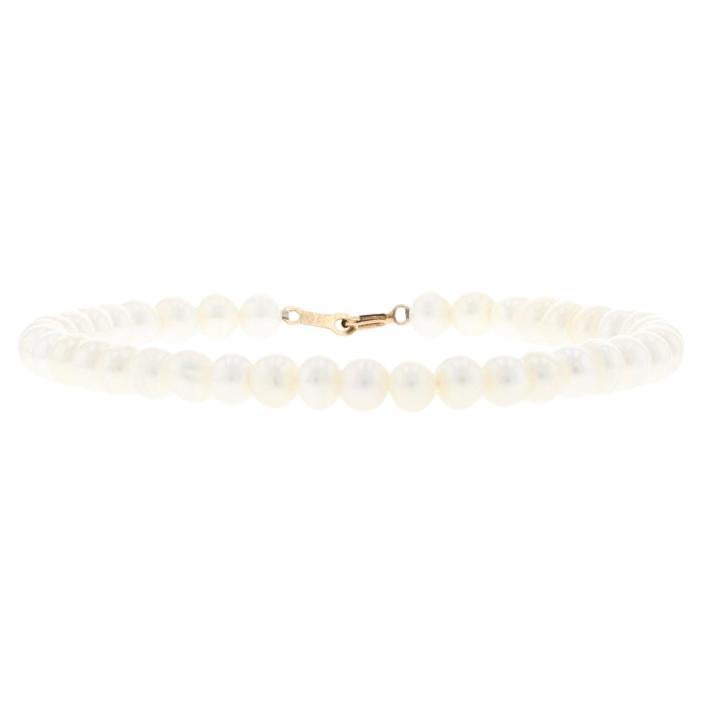 Yellow Gold Freshwater Pearl Strand Bracelet 6 3/4" - 10k