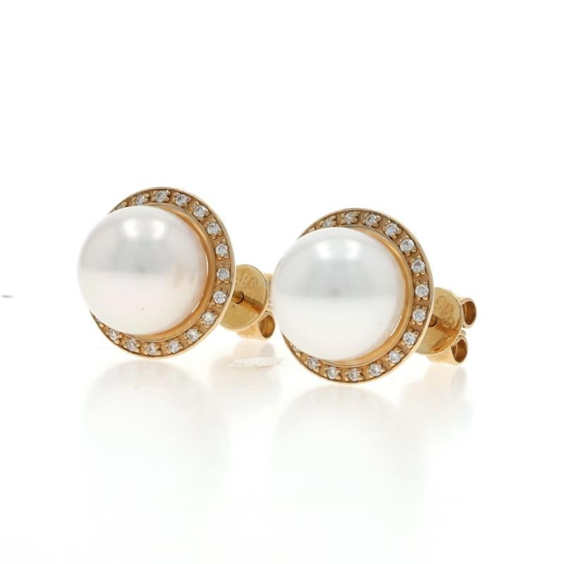 Orecchini a perno in oro giallo con perle d'acqua dolce e diamanti 14k.10ctw In condizioni Nuovo in vendita a Greensboro, NC