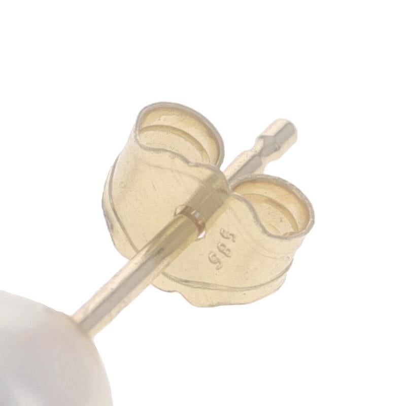 Yellow Gold Freshwater Pearls Solitaire Stud Earrings 14k Round Pierced For Sale 1