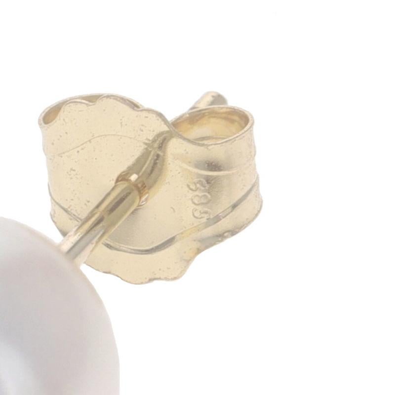 Yellow Gold Freshwater Pearls Solitaire Stud Earrings 14k Round Pierced For Sale 1