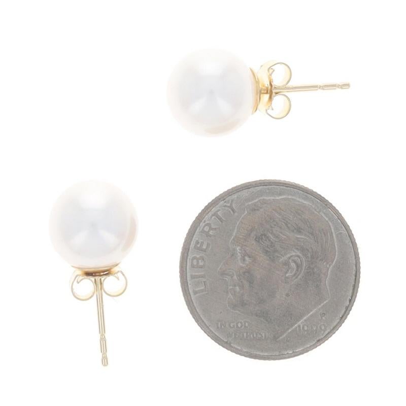 Orecchini di perle d'acqua dolce in oro giallo 14k con foro rotondo In condizioni Nuovo in vendita a Greensboro, NC