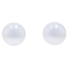 Yellow Gold Freshwater Pearls Stud Earrings 14k Round Pierced