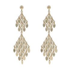 Yellow Gold Fringe Chandelier Earrings 14k Dangle Pierced