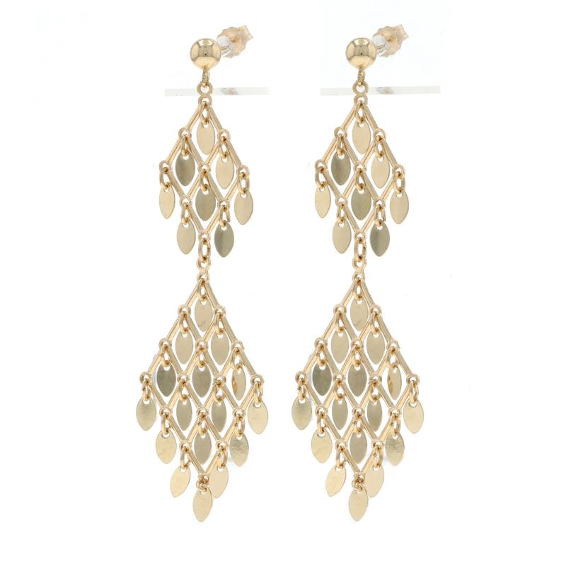 Boucles d'oreilles chandelier en or jaune 14k avec franges, percées et pendantes Excellent état - En vente à Greensboro, NC
