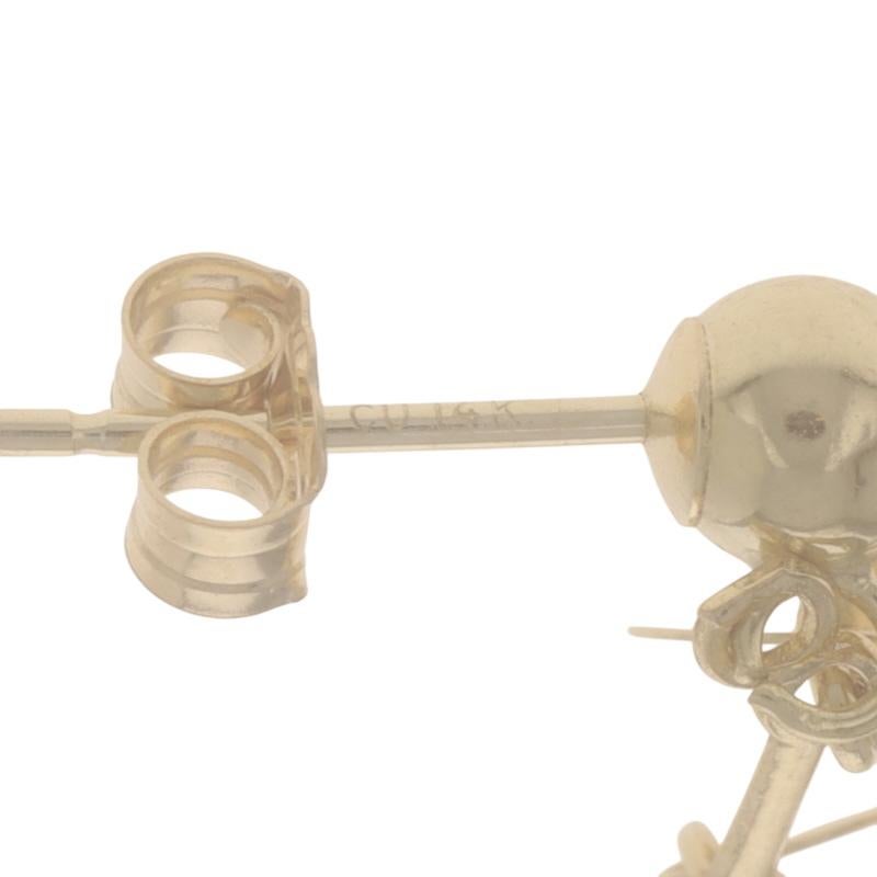Boucles d'oreilles chandelier en or jaune 14k avec franges, percées et pendantes en vente 1