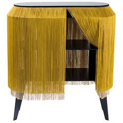 Yellow Gold Fringe Side Table Nightstand Made in France