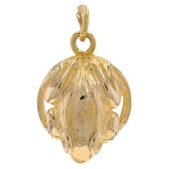 Yellow Gold Frog Pendant - 14k Amphibian