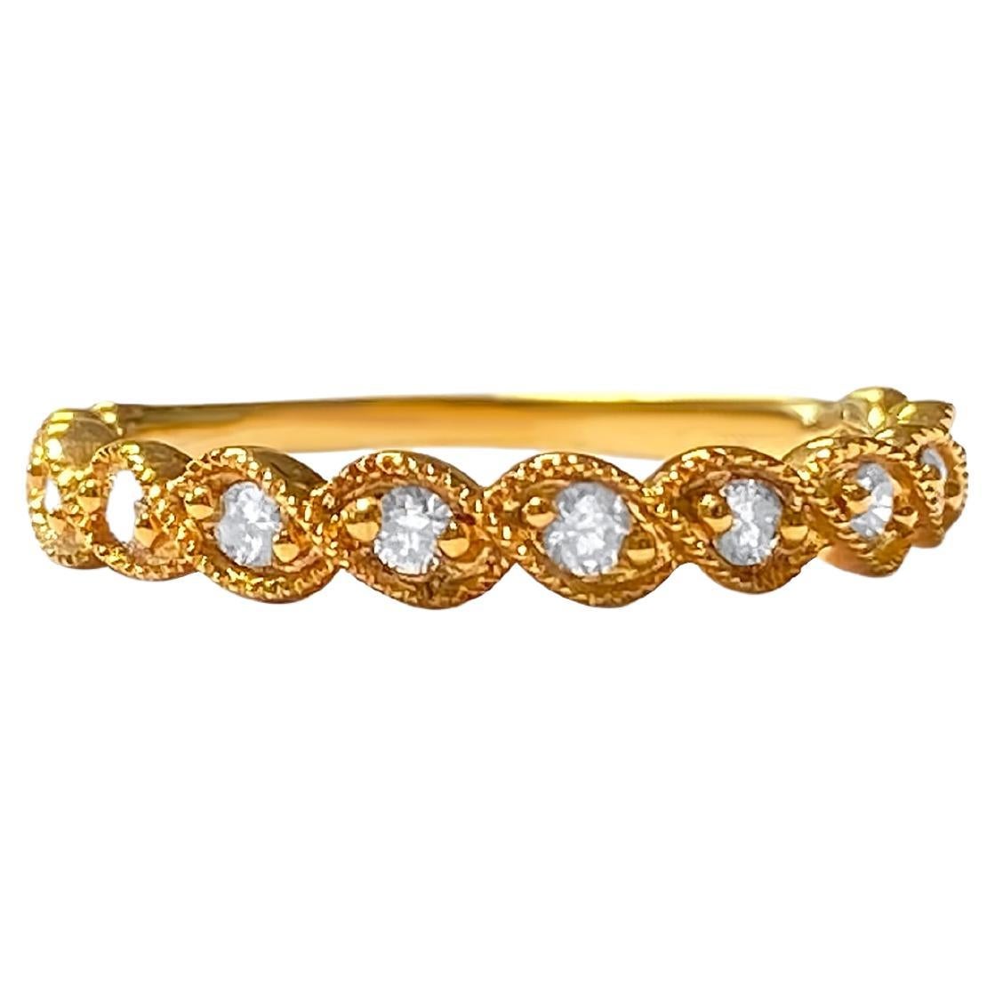 New Diamond Two Color Gold Filigree Band Ring at 1stDibs wide band
