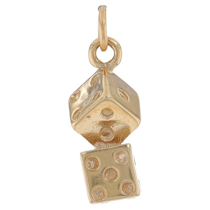 Yellow Gold Gaming Dice Charm - 14k Casino Gambling Dice Games For Sale