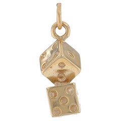 Used Yellow Gold Gaming Dice Charm - 14k Casino Gambling Dice Games