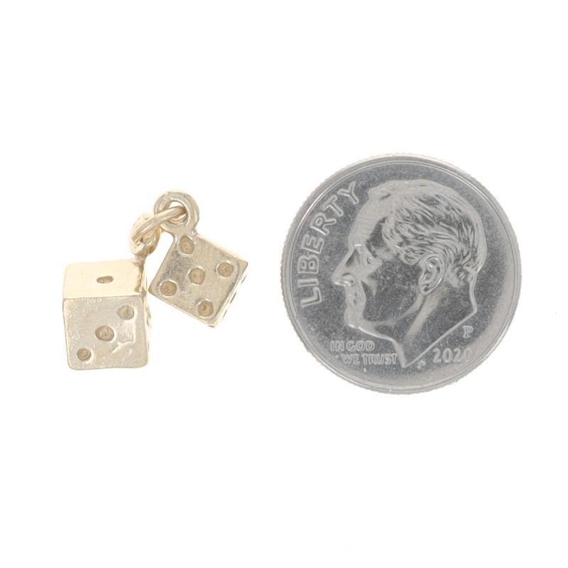 Yellow Gold Gaming Dice Charm - 14k Gambling Casino In Excellent Condition For Sale In Greensboro, NC