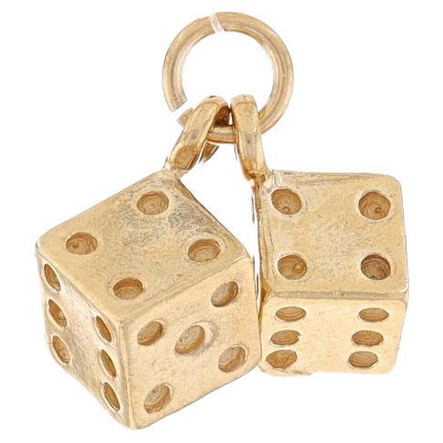 Yellow Gold Gaming Dice Charm - 14k Gambling Casino For Sale