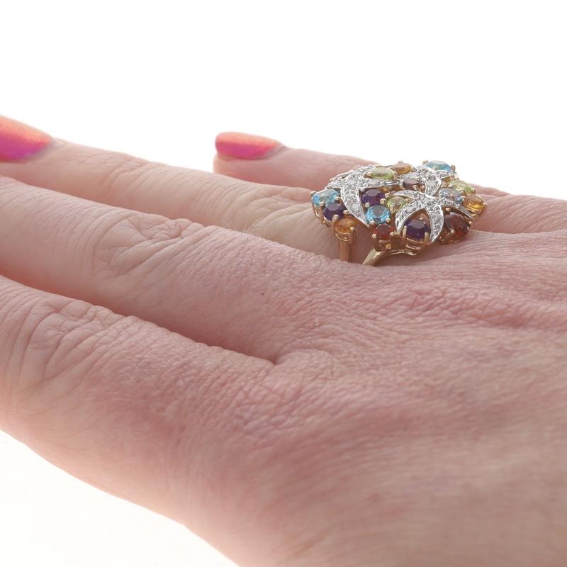 Gelbgold Granat Amethyst Peridot Starburst Cluster Ring 14k Runde 2,28ctw Damen im Angebot