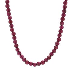 Yellow Gold Garnet Beaded Necklace 14 1/4" - 14k Beads