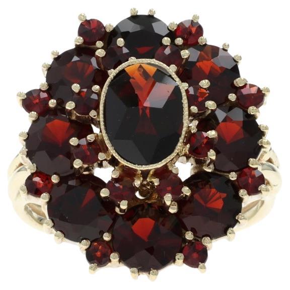Oro Amarillo Granate Cocktail Halo Anillo 14k Oval Redondo Rosa 7.00ctw Floral
