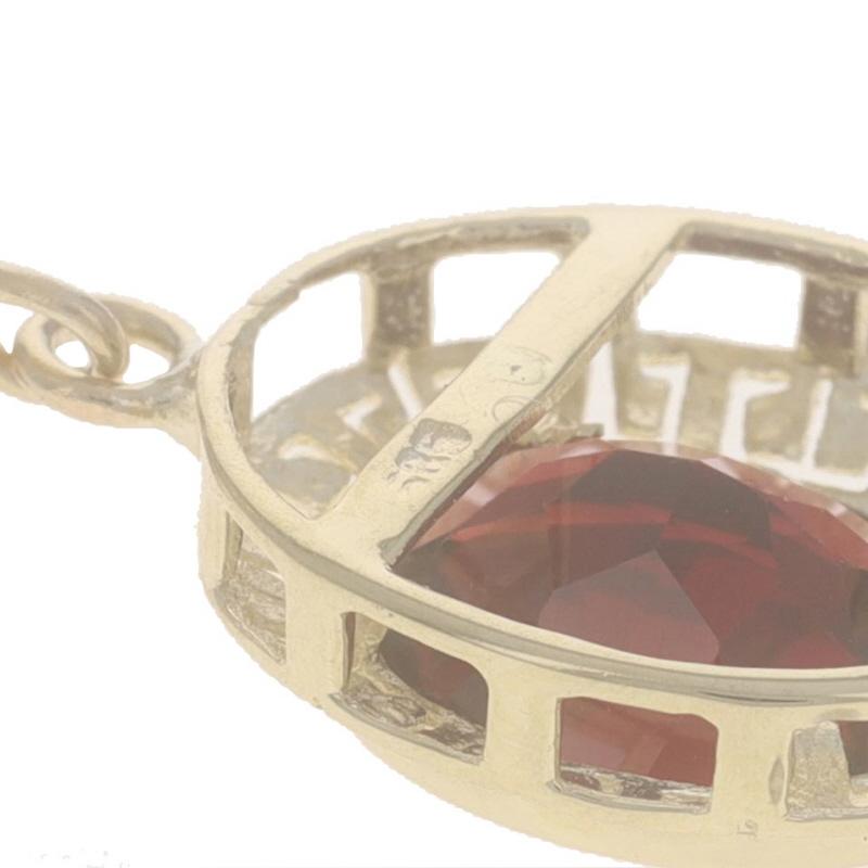 Gelbgold Granat-Ohrringe - 14k Oval 4,20ctw geblümter griechischer Schlüssel durchbohrt im Zustand „Hervorragend“ in Greensboro, NC