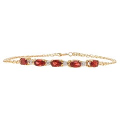 Bracelet en or jaune grenat et diamant - 14k Oval 1.25ctw Five-Stone