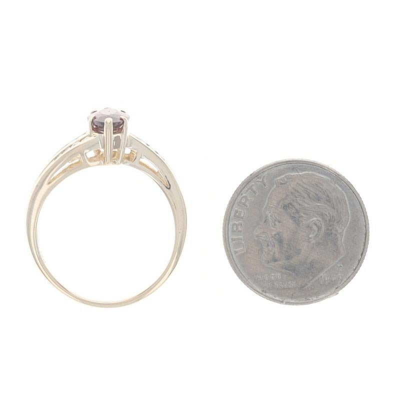 Bypass-Ring aus Gelbgold mit Granat und Diamant - 10k Marquise 1,36 ctw 1