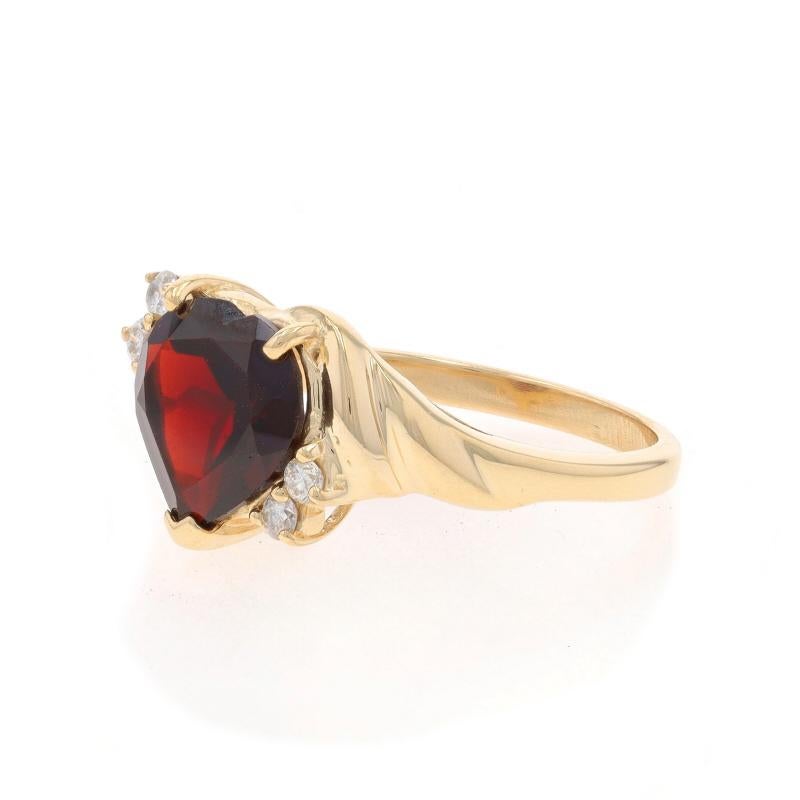 Yellow Gold Garnet Diamond Bypass Ring - 14k Heart 3.18ctw Love In Excellent Condition In Greensboro, NC