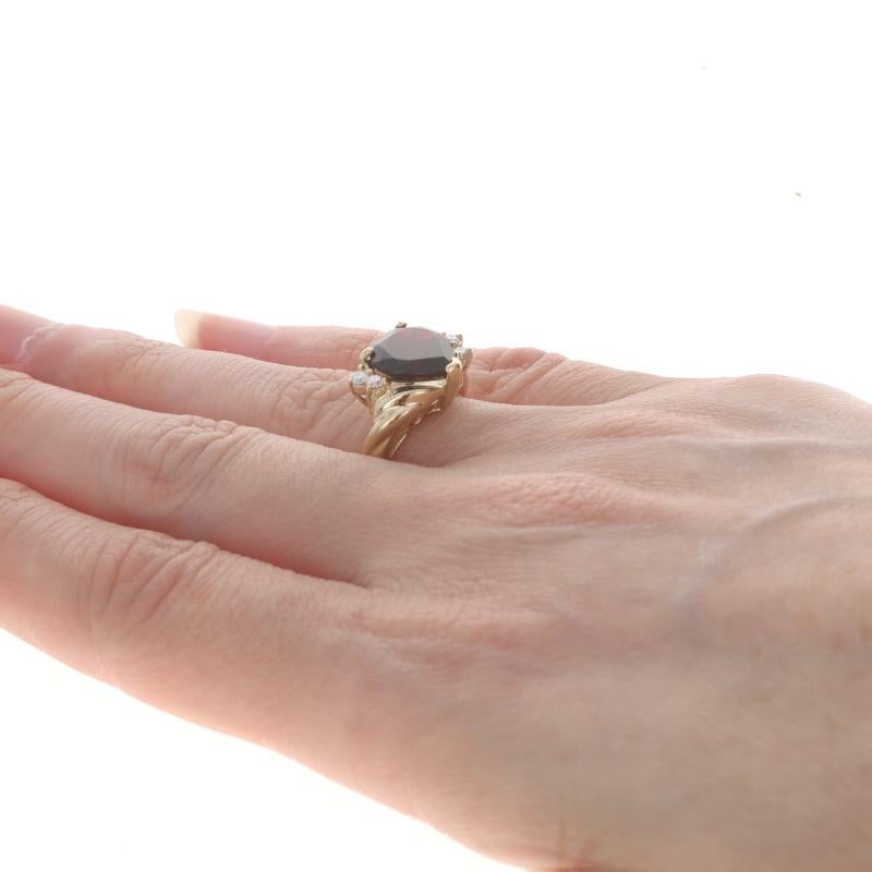 Women's Yellow Gold Garnet Diamond Bypass Ring - 14k Heart 3.18ctw Love