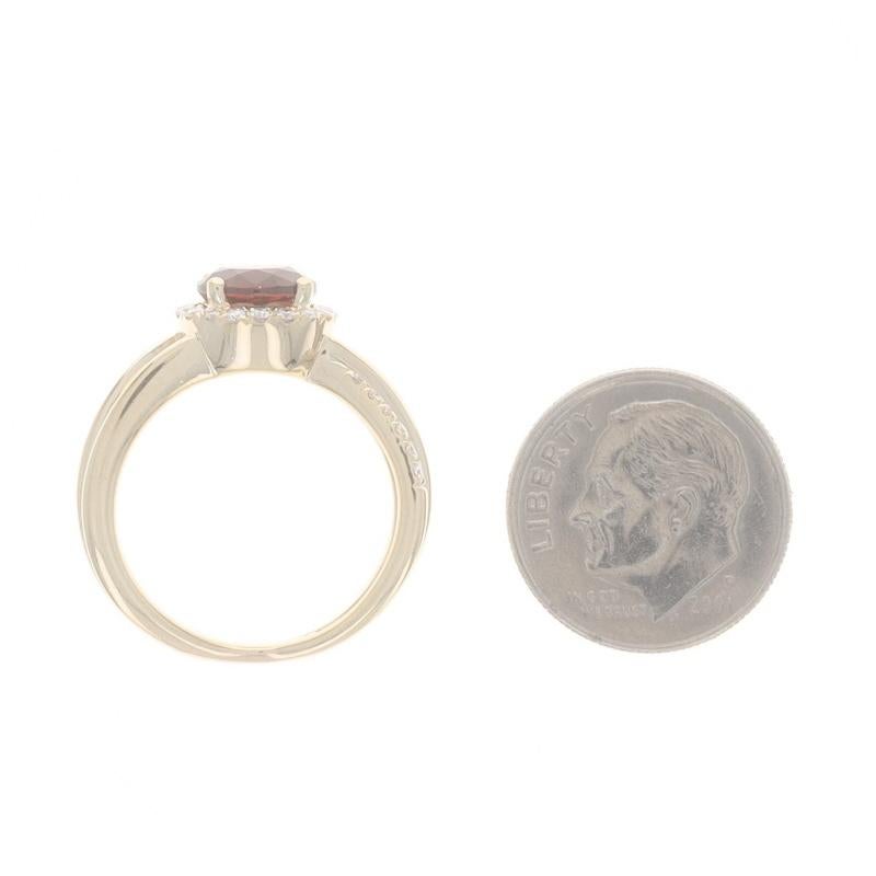 Yellow Gold Garnet Diamond Halo Ring - 14k Round 1.86ctw For Sale 1