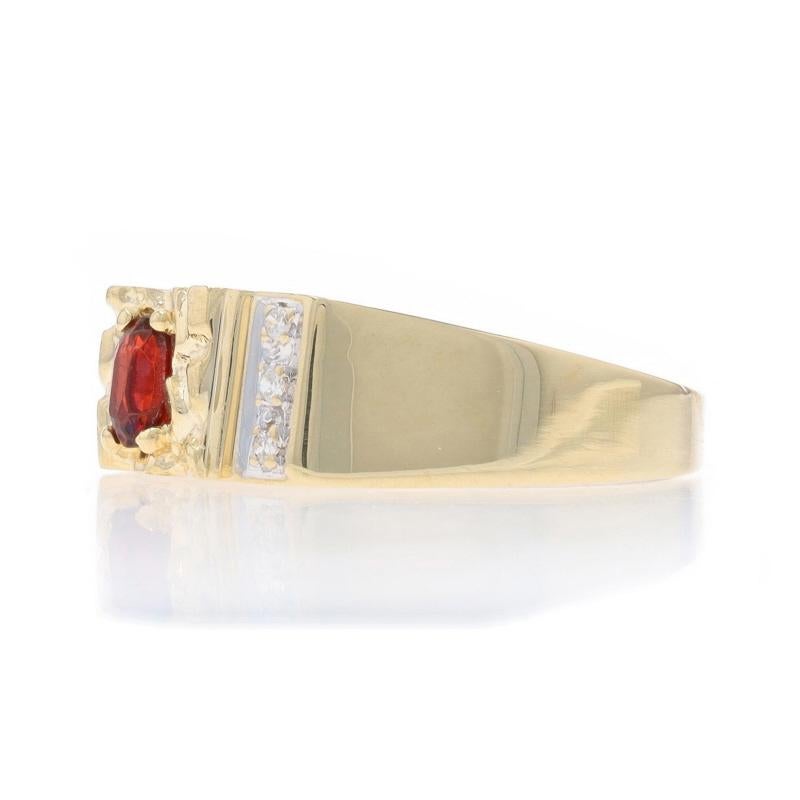 Gelbgold Granat Diamant Herrenring - 10k Oval .27ctw Nugget im Zustand „Hervorragend“ in Greensboro, NC