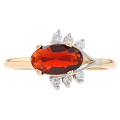 Gelbgold Granat & Diamant Ring - 14k Oval 1,80ctw Asymmetrischer Ring