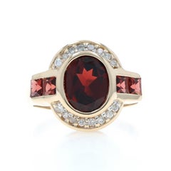 Bague en or jaune grenat diamant - 14k Oval 2.94ctw