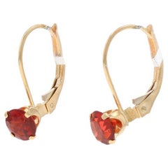 Orecchini a goccia in oro giallo con granato - 10k Round 1.20ctw Pierced