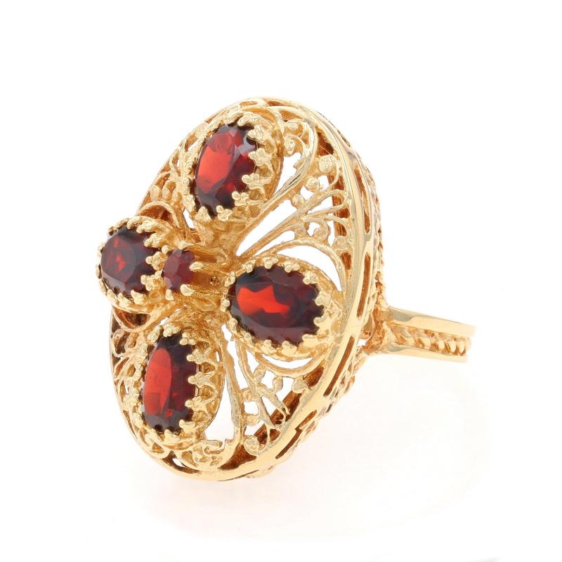 Bague cocktail grappe florale en or jaune 14 carats ovale et rd 4,13 carats Bon état - En vente à Greensboro, NC