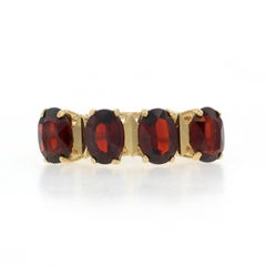 Yellow Gold Garnet Four-Stone Band - 18k Oval 1.40ctw Ring