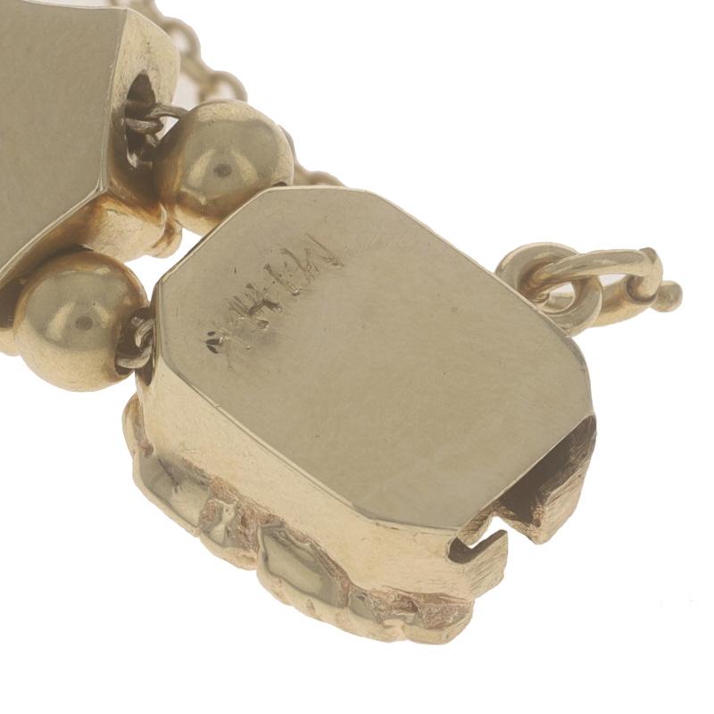 Yellow Gold Garnet Lab-Created Sapphire Vintage Slide Charm Bracelet 7 3/4