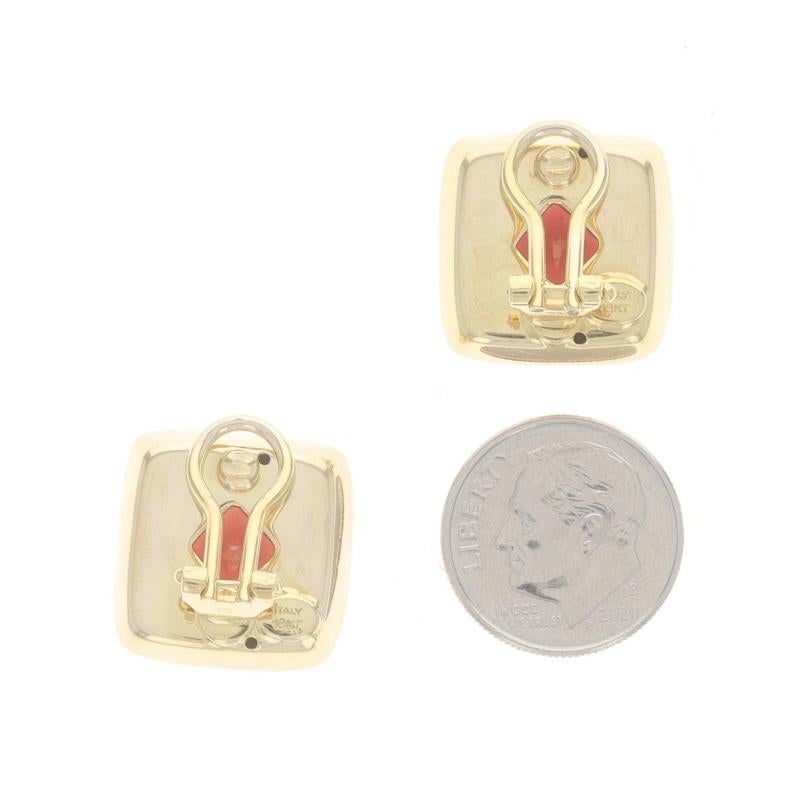 Gelbgold Granat Große Ohrstecker - 18k Modified Square 5,12ctw Clip-Ons im Zustand „Hervorragend“ in Greensboro, NC