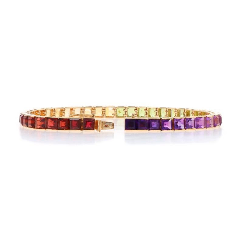 Women's Yellow Gold Garnet Peridot Amethyst Tennis Bracelet 7