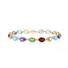 Yellow Gold Garnet Peridot Amethyst Tennis Bracelet 8 1/4" 10k Oval 24.65ctw