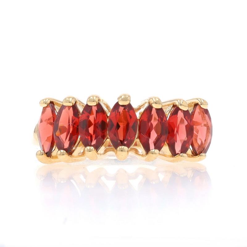 Size: 6
Sizing Fee: Up 2 sizes for $30 or Down 1 1/2 sizes for $30

Model Number: Beware: Tighten Stone(s)

Metal Content: 10k Yellow Gold

Stone Information

Natural Garnets
Carat(s): 1.12ctw
Cut: Marquise
Color: Red

Total Carats: 1.12ctw

Style: