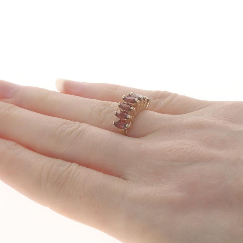 Women's Yellow Gold Garnet Seven-Stone Ring - 10k Marquise 1.12ctw Tiered For Sale