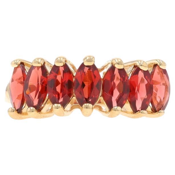 Yellow Gold Garnet Seven-Stone Ring - 10k Marquise 1.12ctw Tiered