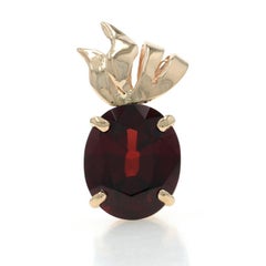 Yellow Gold Garnet Solitaire Pendant - 14k Oval 5.10ct