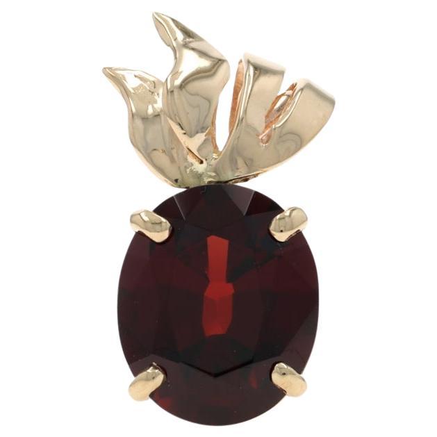 Pendentif solitaire en or jaune grenat - 14k Oval 5.10ct en vente