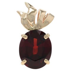 Yellow Gold Garnet Solitaire Pendant - 14k Oval 5.10ct