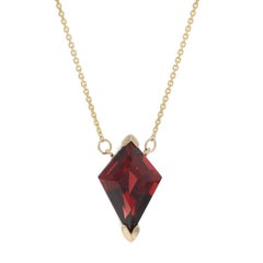 Yellow Gold Garnet Solitaire Pendant Necklace 18 1/2" 14k Kite 2.55ct Adjustable