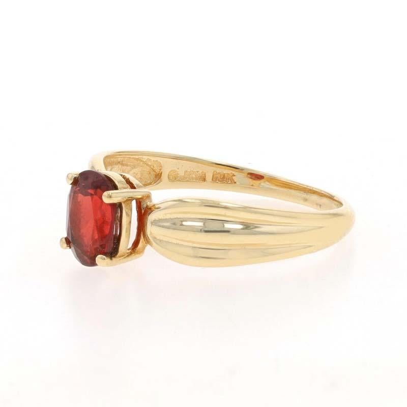 Yellow Gold Garnet Solitaire Ring - 10k Oval 1.00ct In Excellent Condition In Greensboro, NC