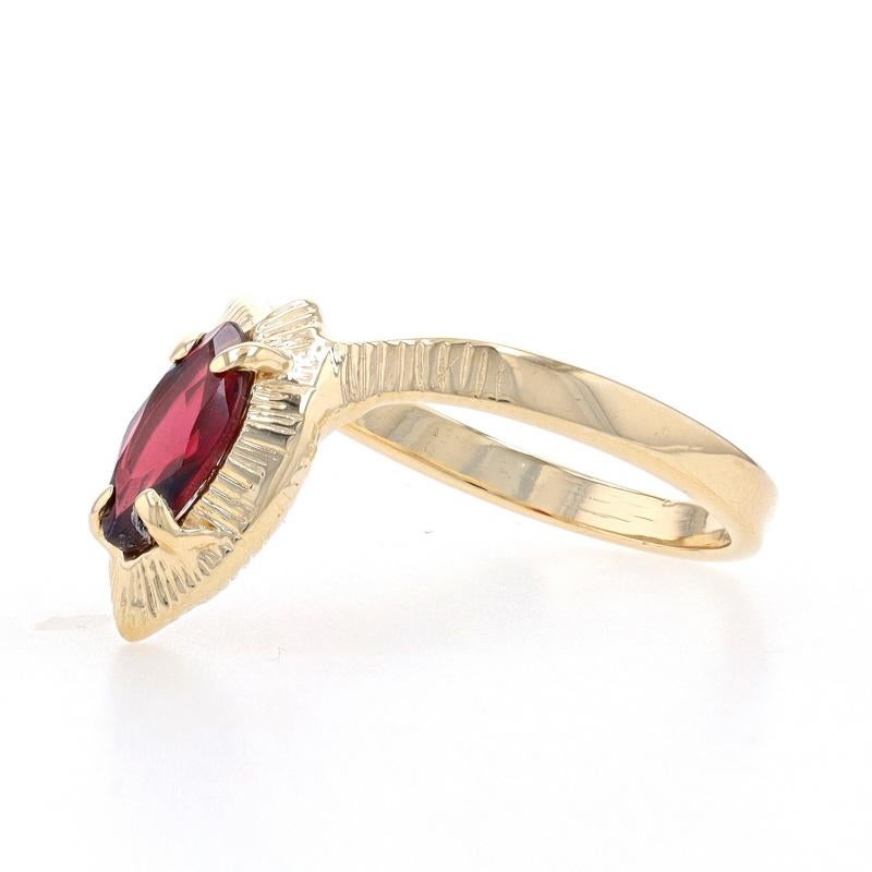 Yellow Gold Garnet Solitaire Ring - 14k Marquise .60ct In Excellent Condition For Sale In Greensboro, NC